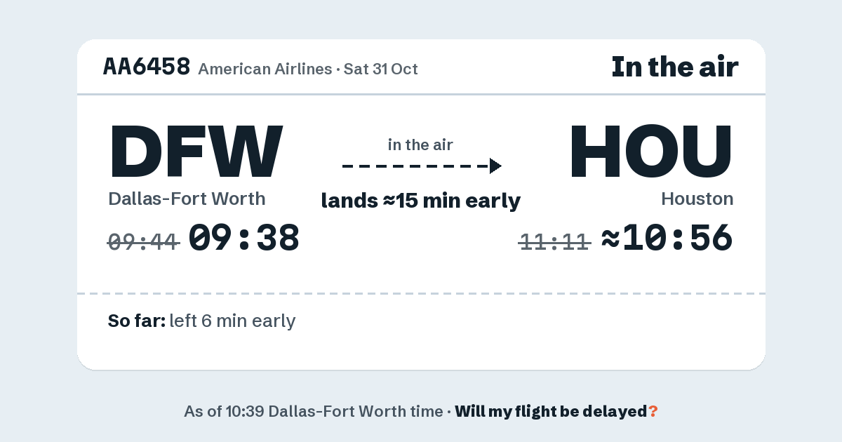 Link preview: AA6458 lands about 10:56