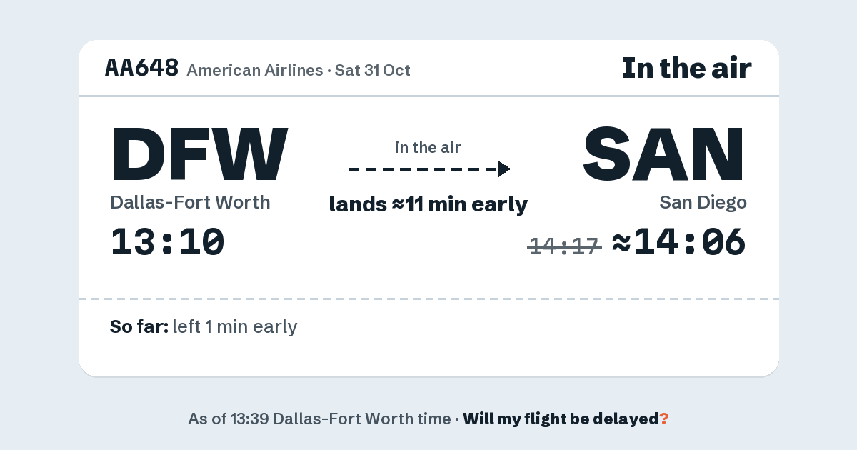 Link preview: AA648 lands about 14:06