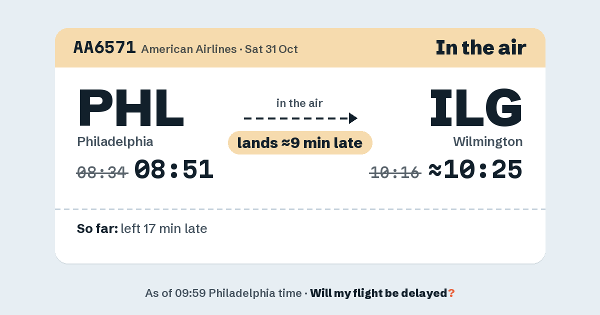 Link preview: AA6571 lands about 10:25