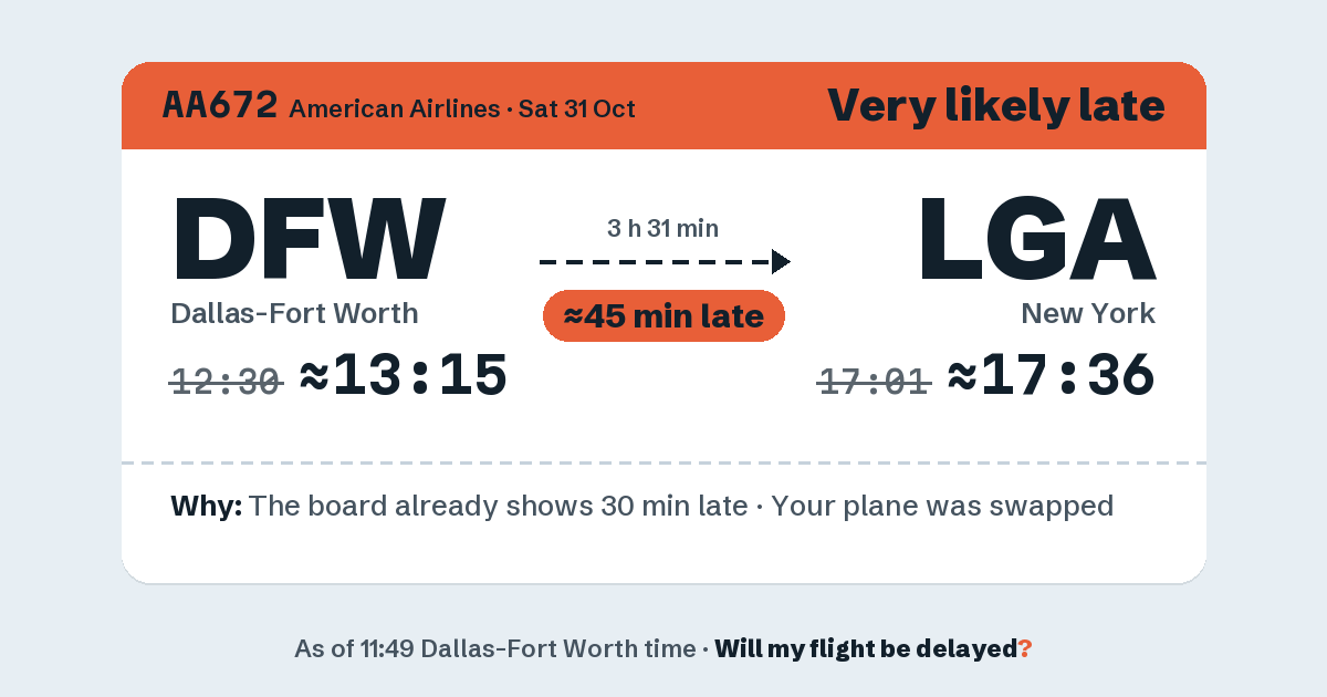 Link preview: AA672 lands about 17:34