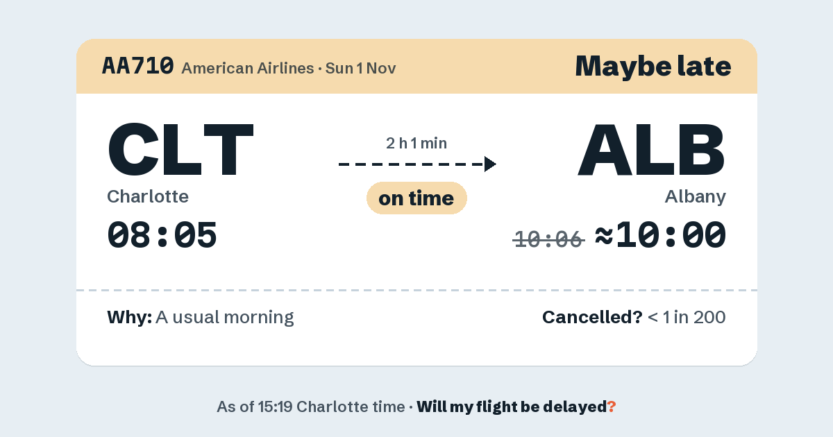 Link preview: AA710 lands about 10:00