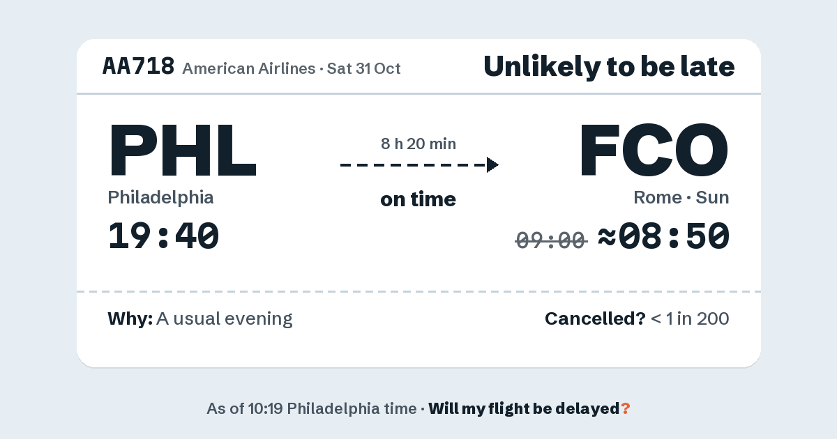 Link preview: AA718 lands about 08:50