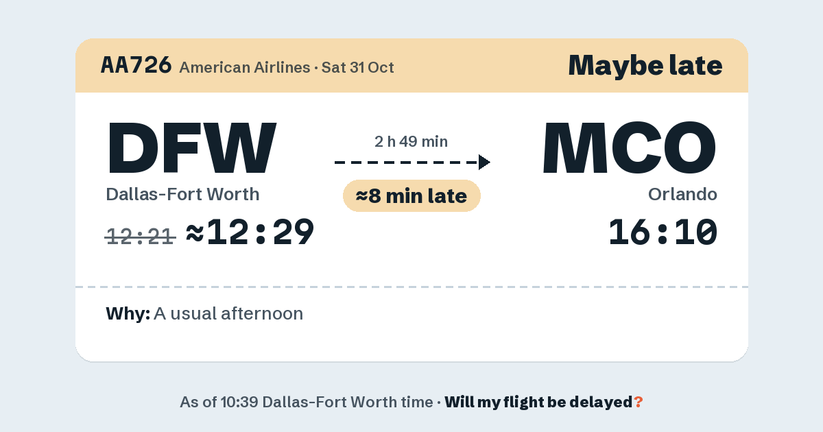 Link preview: AA726 lands about 16:08