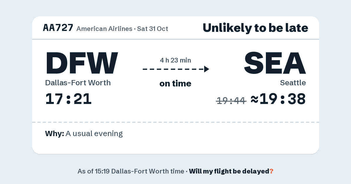 Link preview: AA727 lands about 19:38