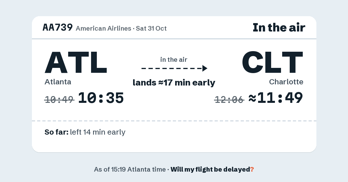 Link preview: AA739 lands about 11:49