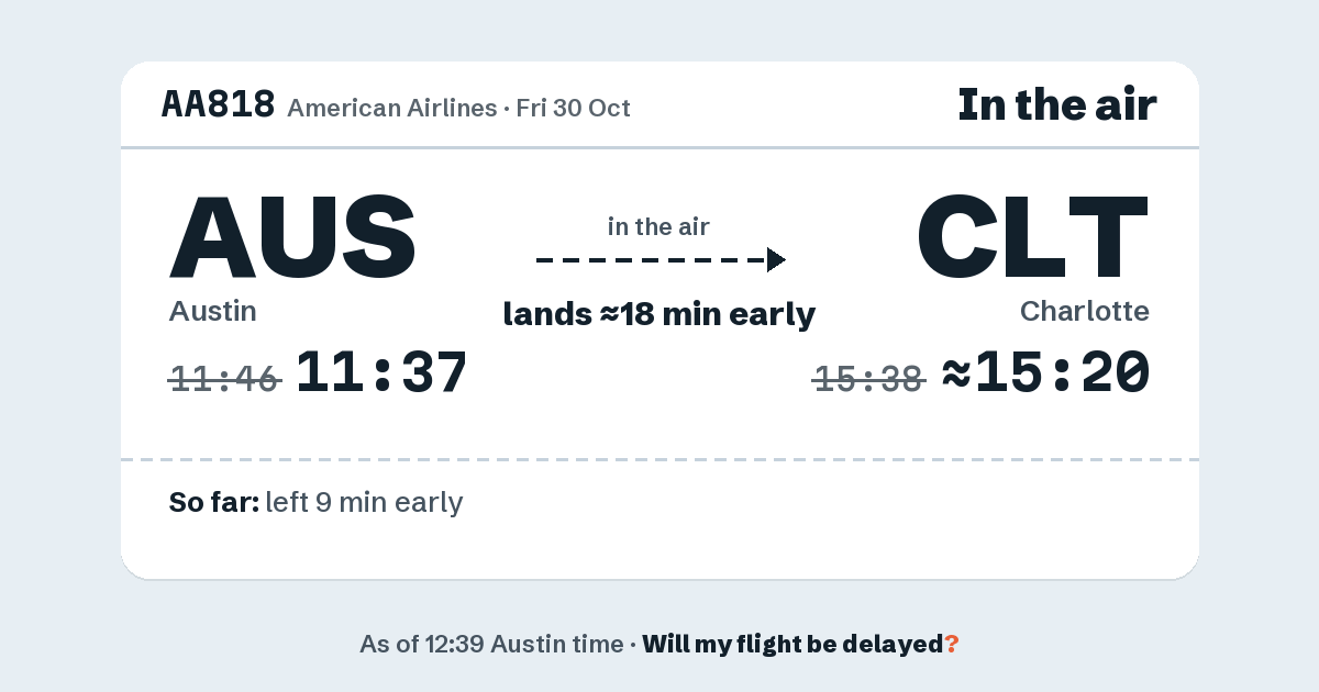 Link preview: AA818 lands about 15:20