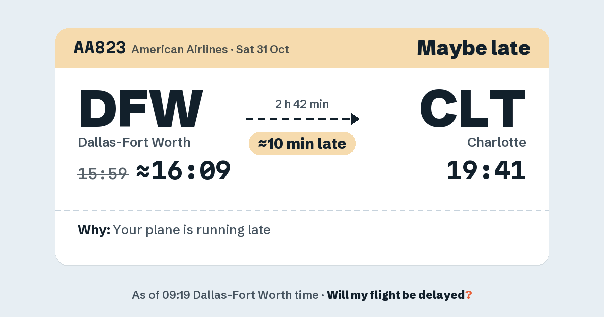 Link preview: AA823 lands about 19:39