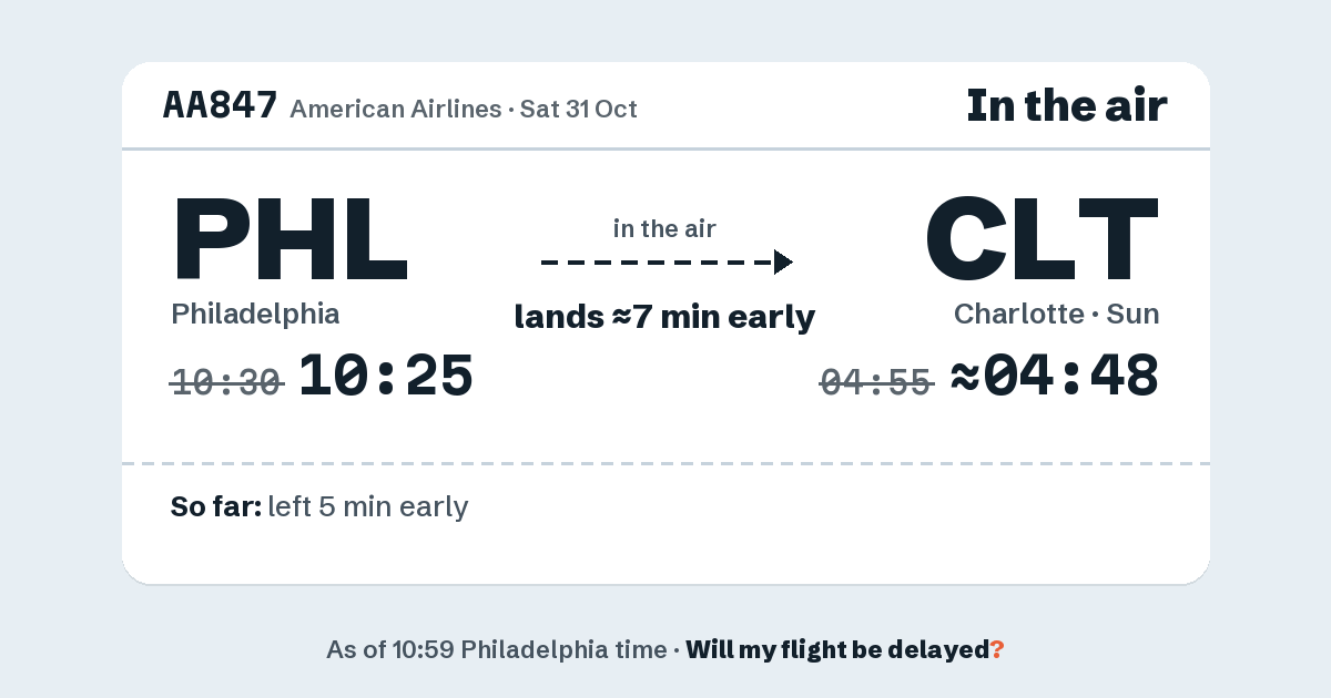Link preview: AA847 lands about 04:48