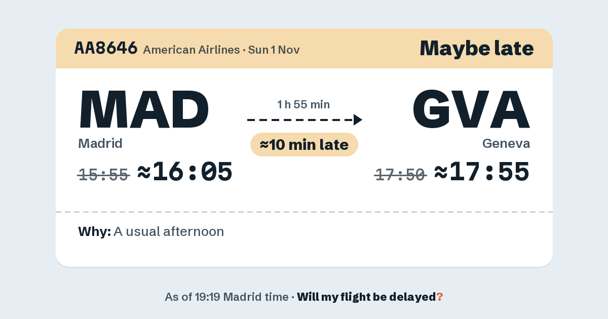 Link preview: AA8646 lands about 17:55