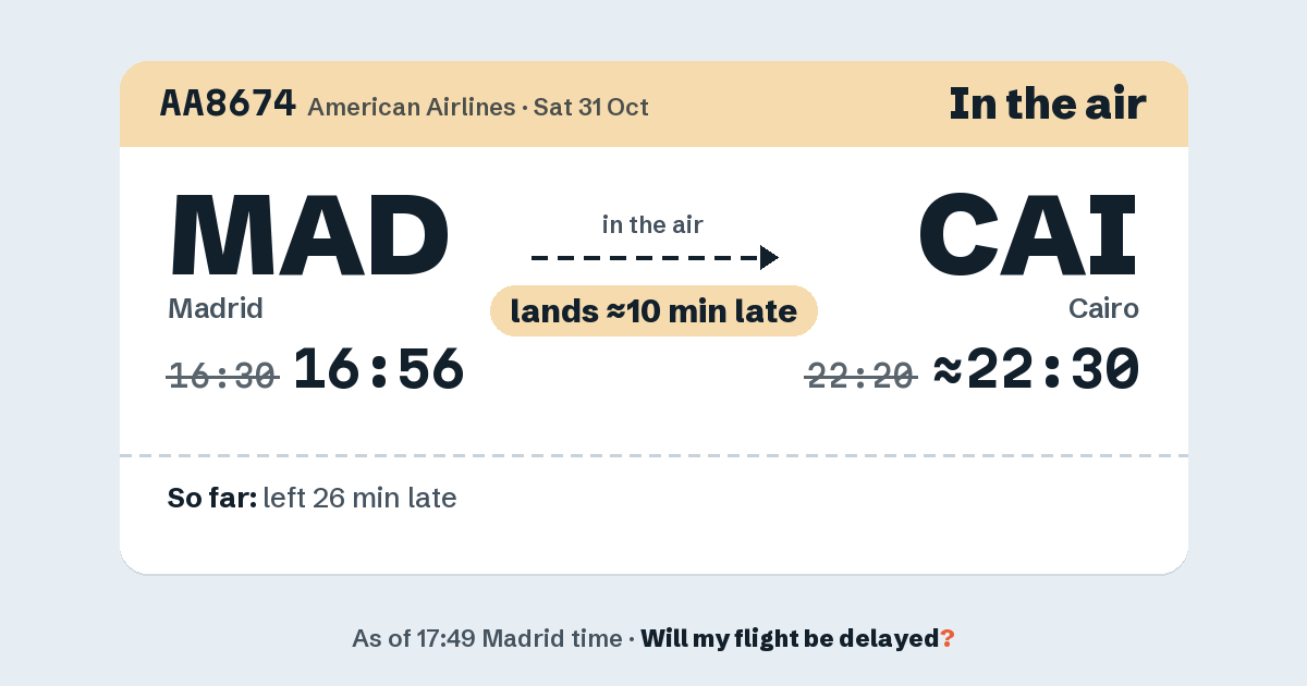 Link preview: AA8674 lands about 22:32
