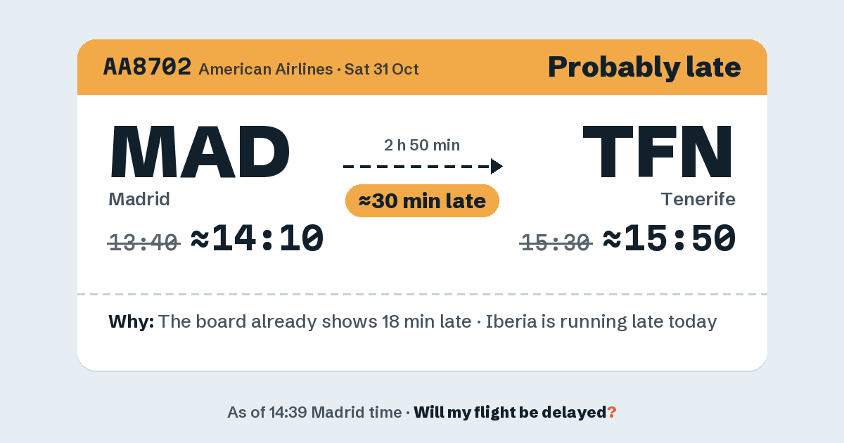 Link preview: AA8702 lands about 15:50