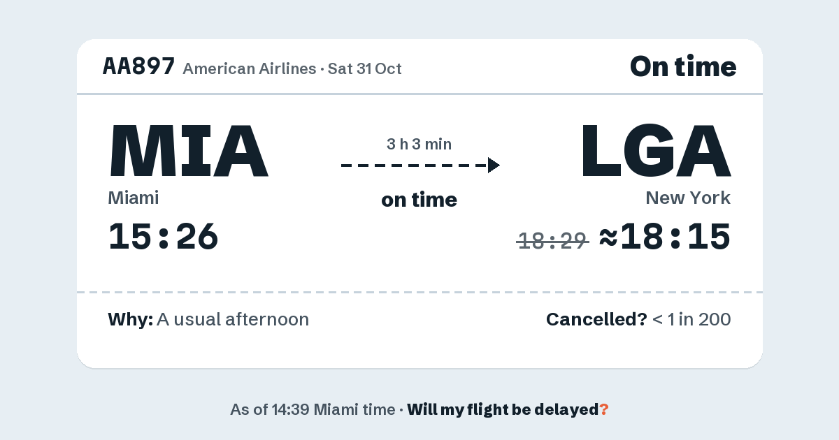 Link preview: AA897 lands about 18:15