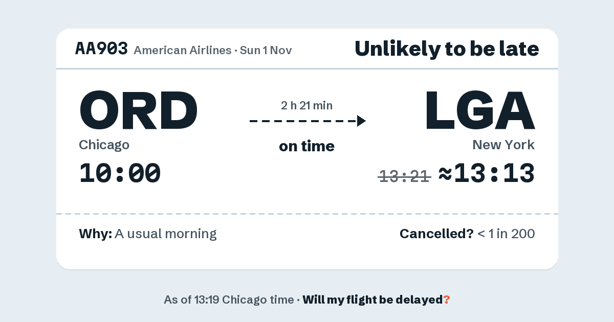 Link preview: AA903 lands about 13:13