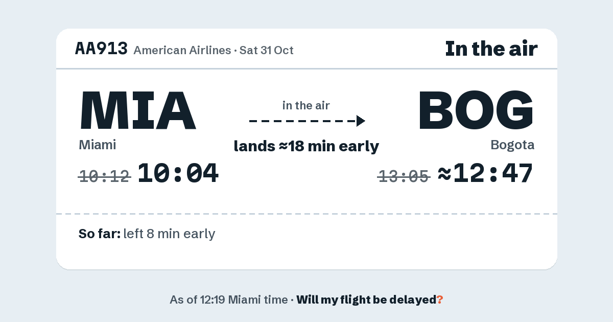 Link preview: AA913 lands about 12:47
