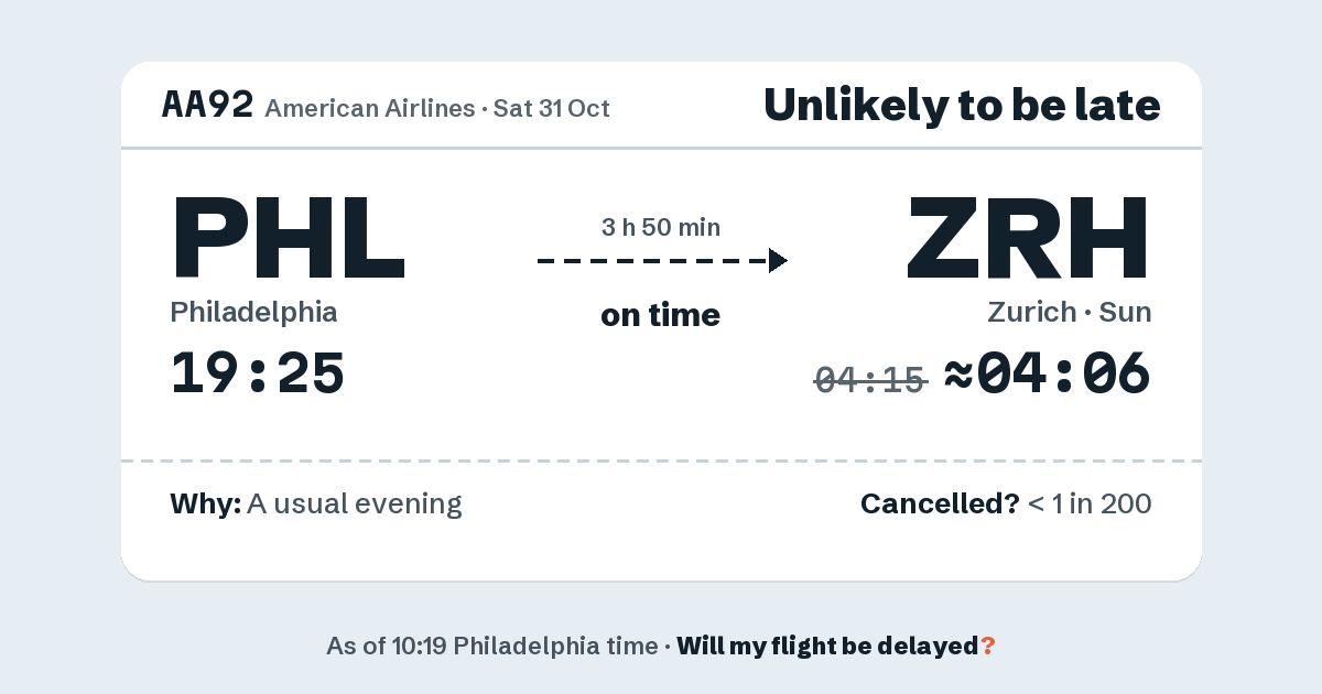 Link preview: AA92 lands about 04:06