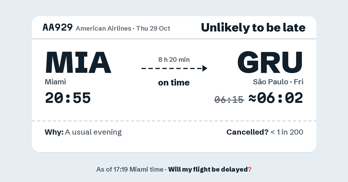 Link preview: AA929 lands about 06:02