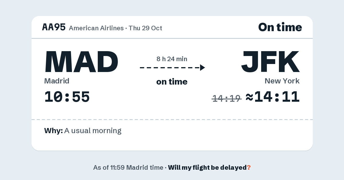 Link preview: AA95 lands about 14:11