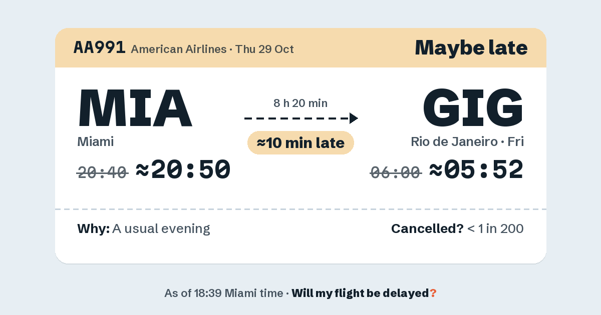 Link preview: AA991 lands about 05:52