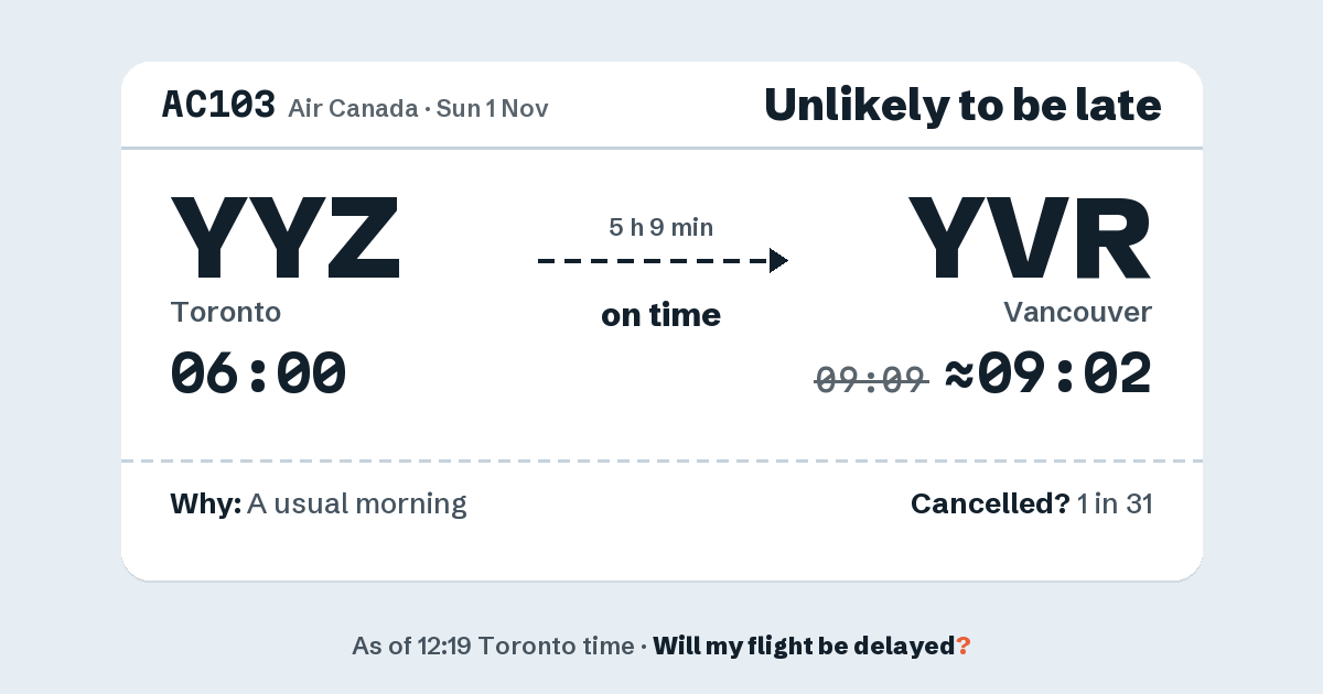 Link preview: AC103 lands about 09:02