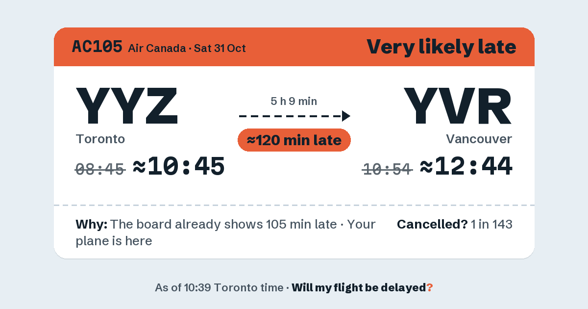 Link preview: AC105 lands about 12:42