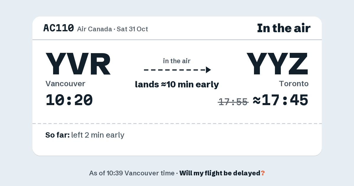 Link preview: AC110 lands about 17:45
