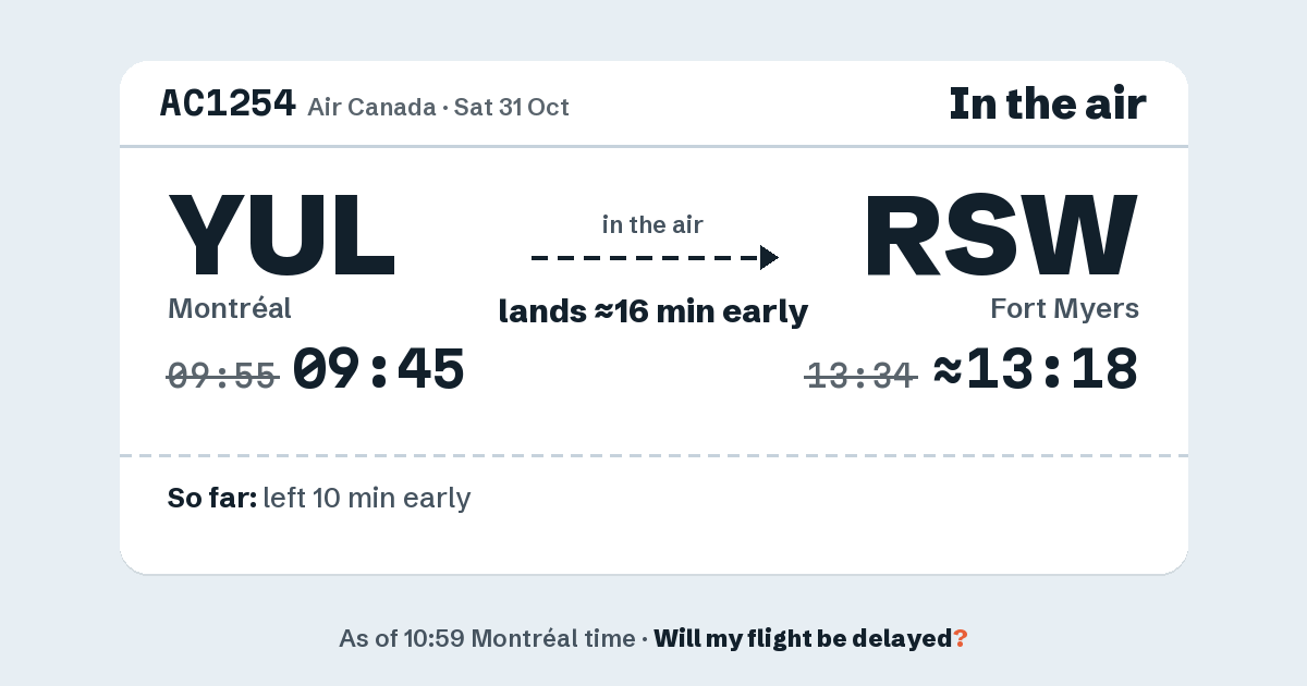 Link preview: AC1254 lands about 13:18