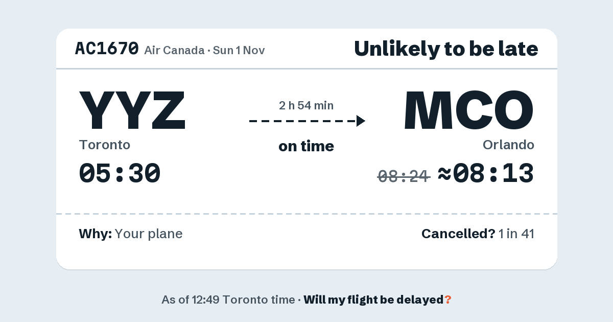 Link preview: AC1670 lands about 08:13