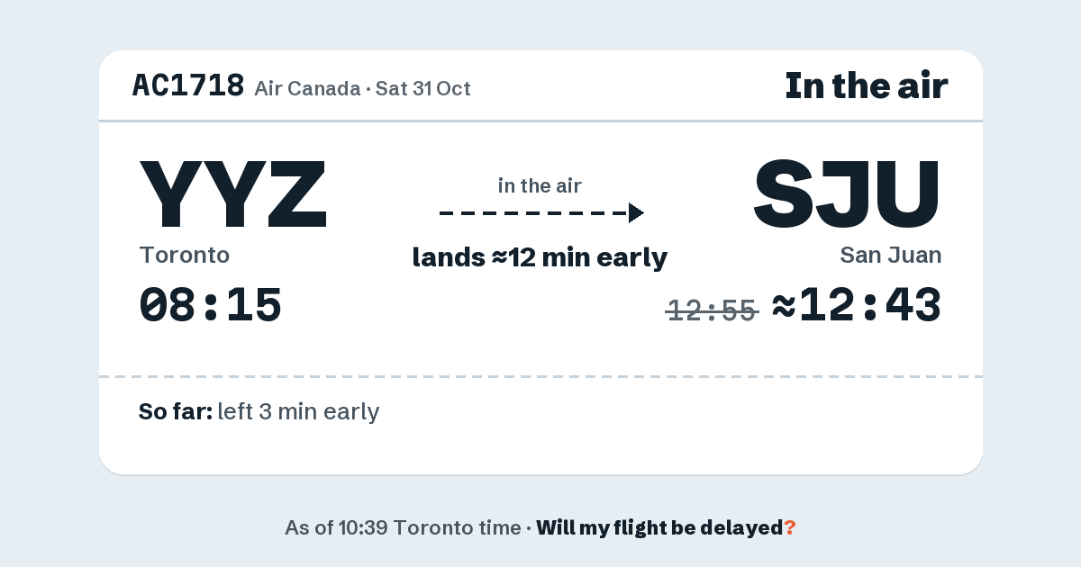 Link preview: AC1718 lands about 12:43