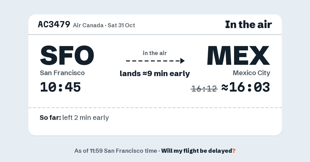 Link preview: AC3479 lands about 16:03