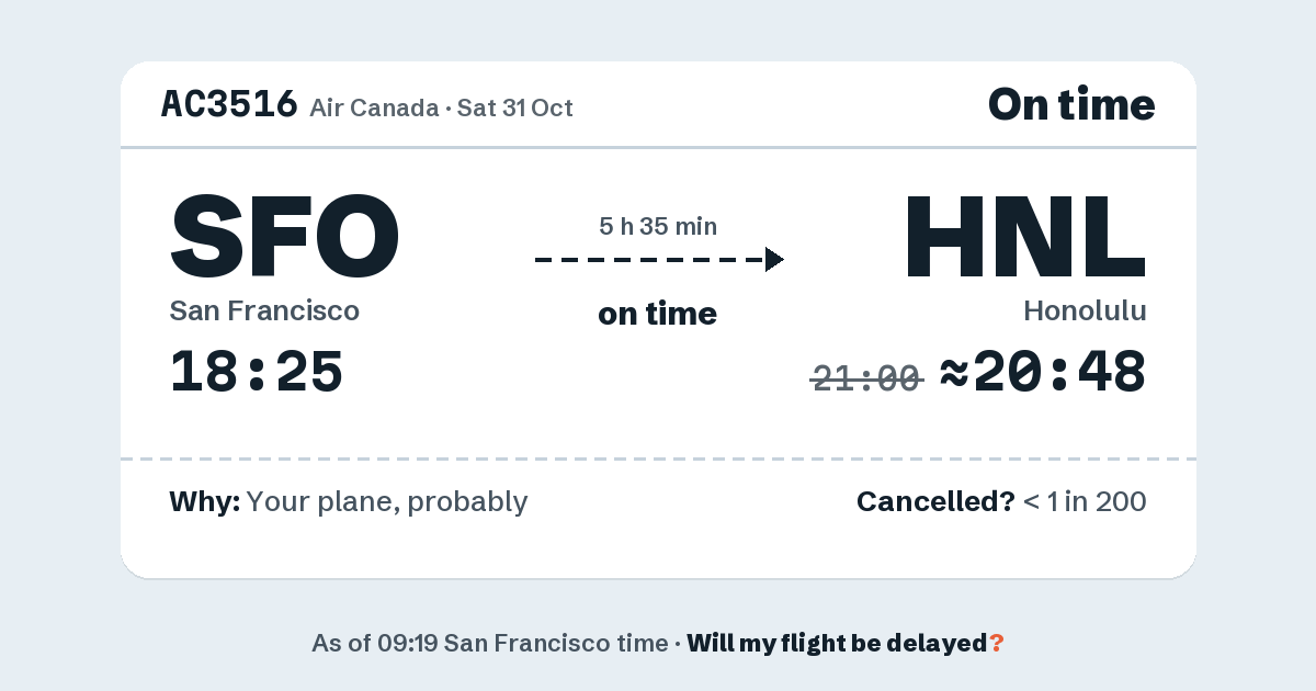 Link preview: AC3516 lands about 20:48
