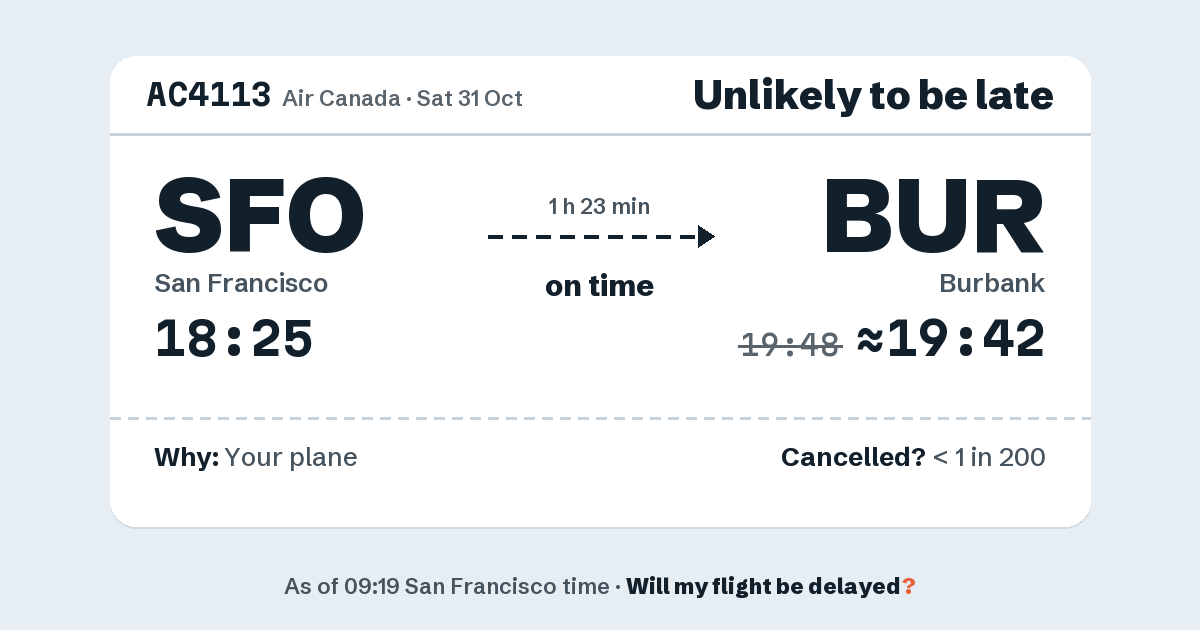 Link preview: AC4113 lands about 19:42