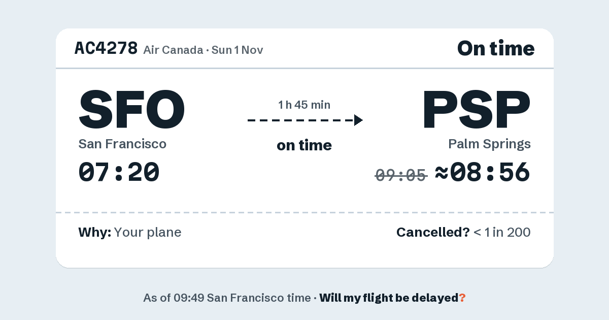 Link preview: AC4278 lands about 08:56