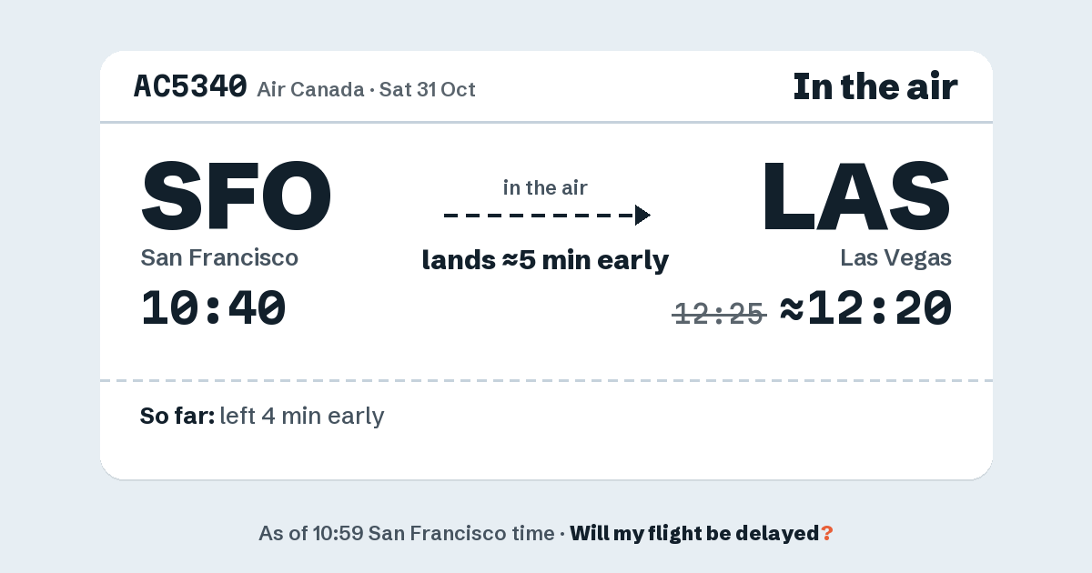 Link preview: AC5340 lands about 12:20