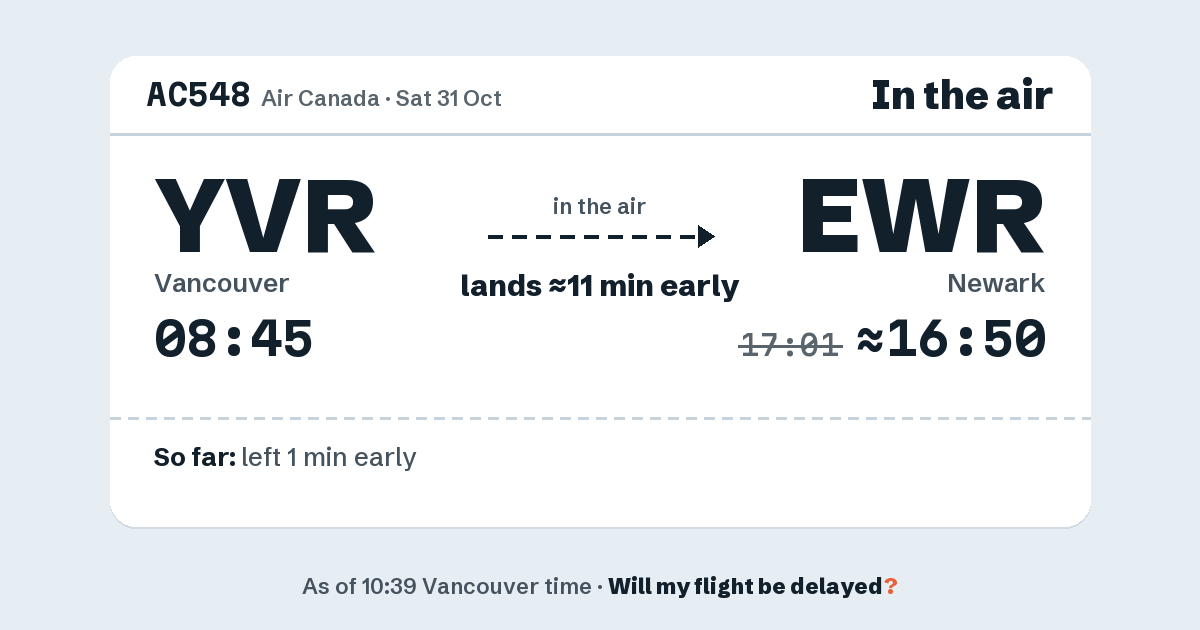 Link preview: AC548 lands about 16:50