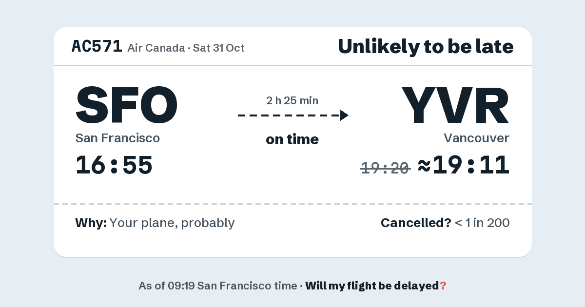 Link preview: AC571 lands about 19:11