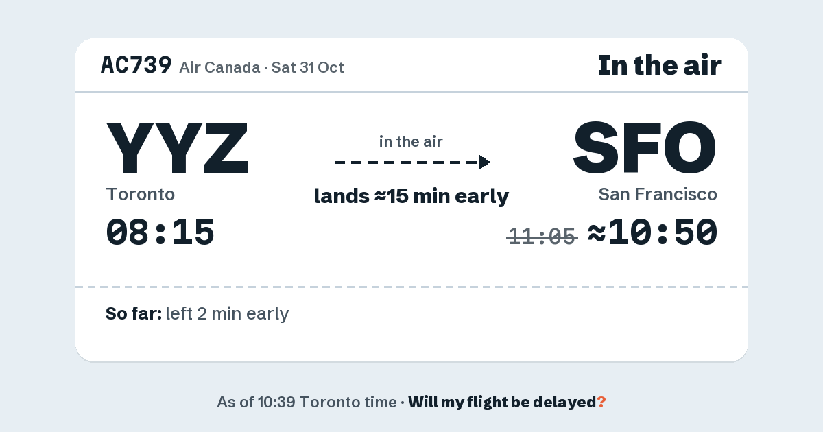 Link preview: AC739 lands about 10:50