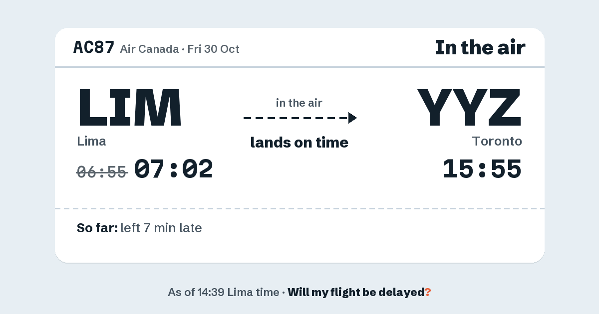 Link preview: AC87 lands about 15:51