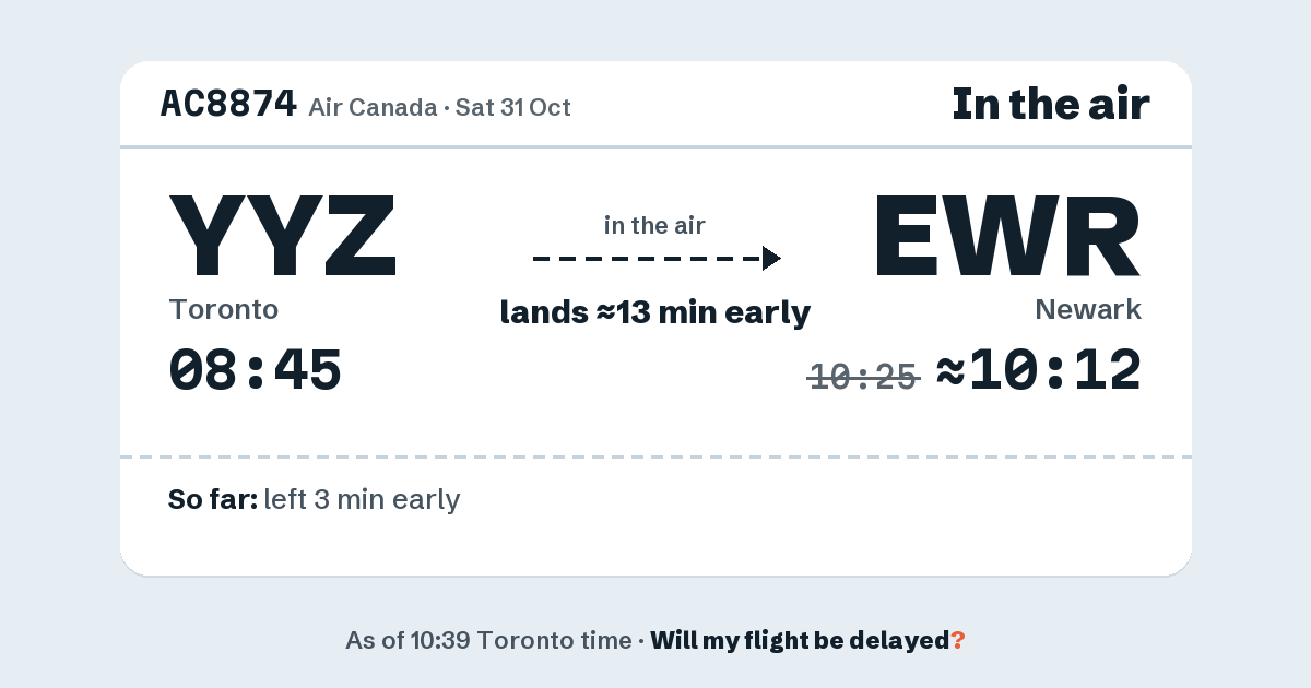 Link preview: AC8874 lands about 10:12