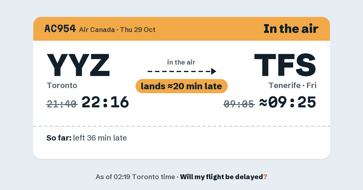 Link preview: AC954 lands about 09:24