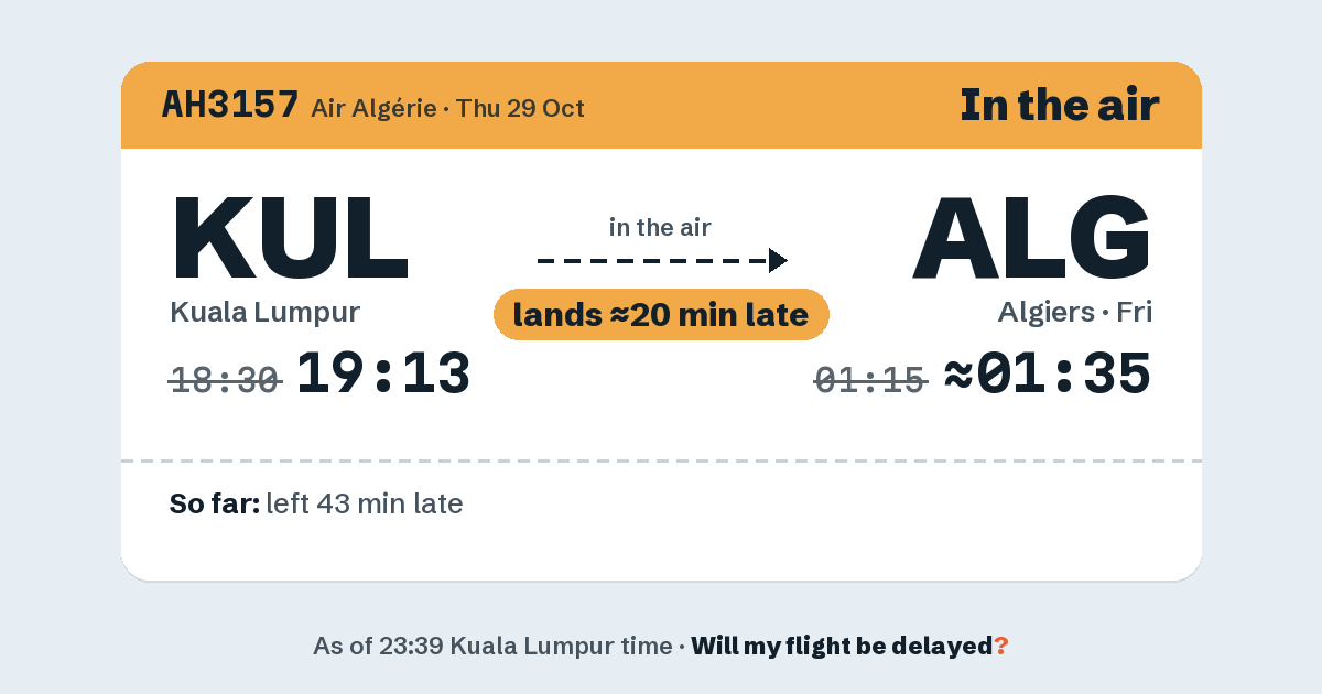 Link preview: AH3157 lands about 01:37