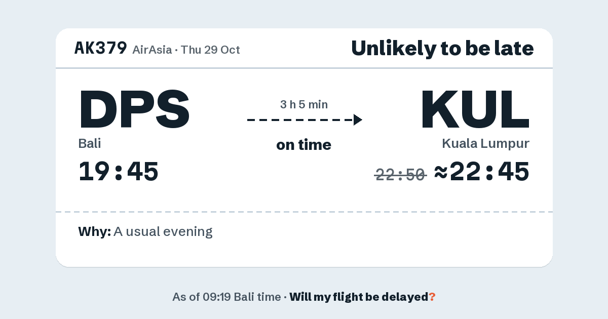 Link preview: AK379 lands about 22:45