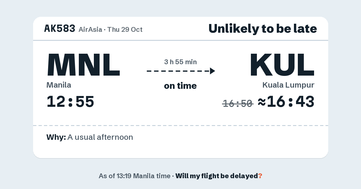 Link preview: AK583 lands about 16:43