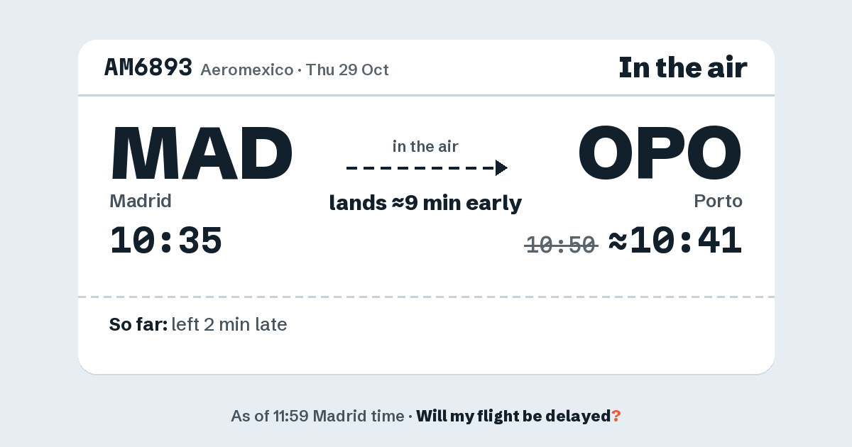 Link preview: AM6893 lands about 10:41