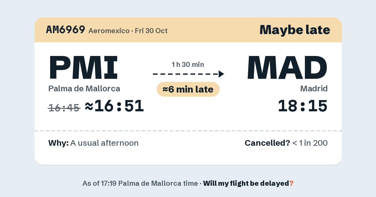 Link preview: AM6969 lands about 18:13