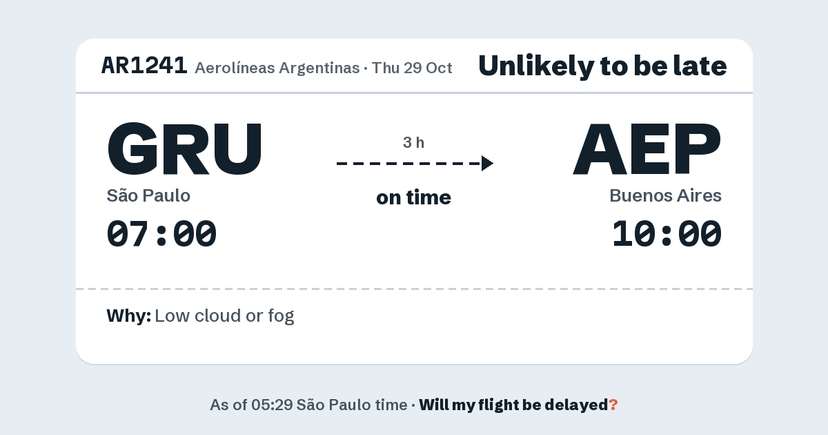 Link preview: AR1241 lands about 09:56