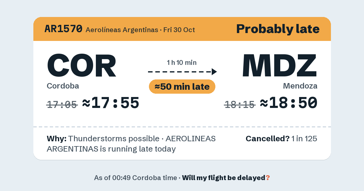 Link preview: AR1570 lands about 18:51