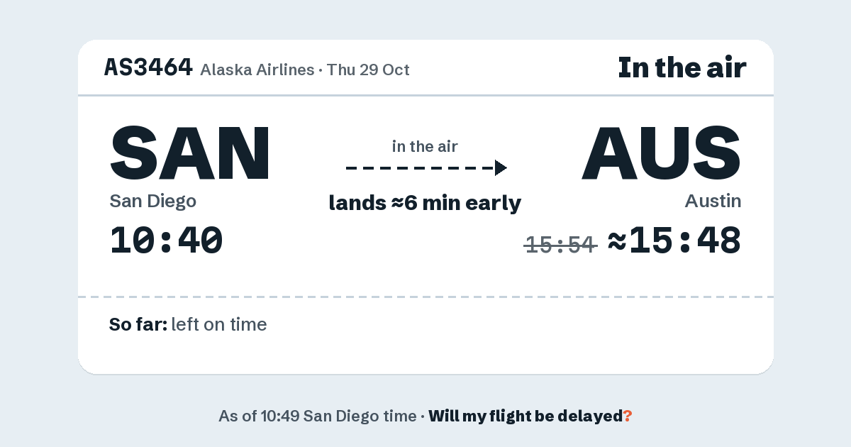 Link preview: AS3464 lands about 15:48