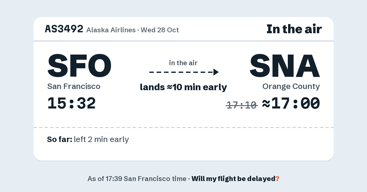 Link preview: AS3492 lands about 17:00