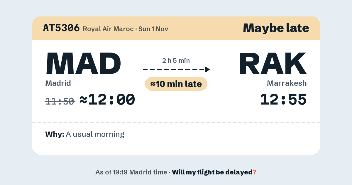 Link preview: AT5306 lands about 12:58