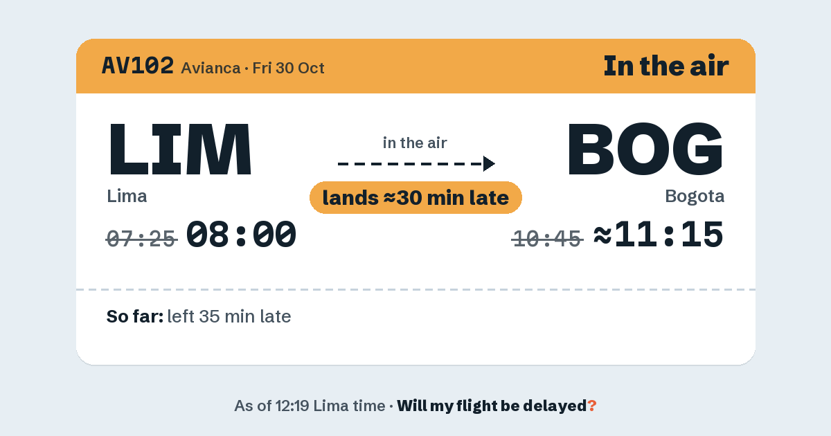 Link preview: AV102 lands about 11:13